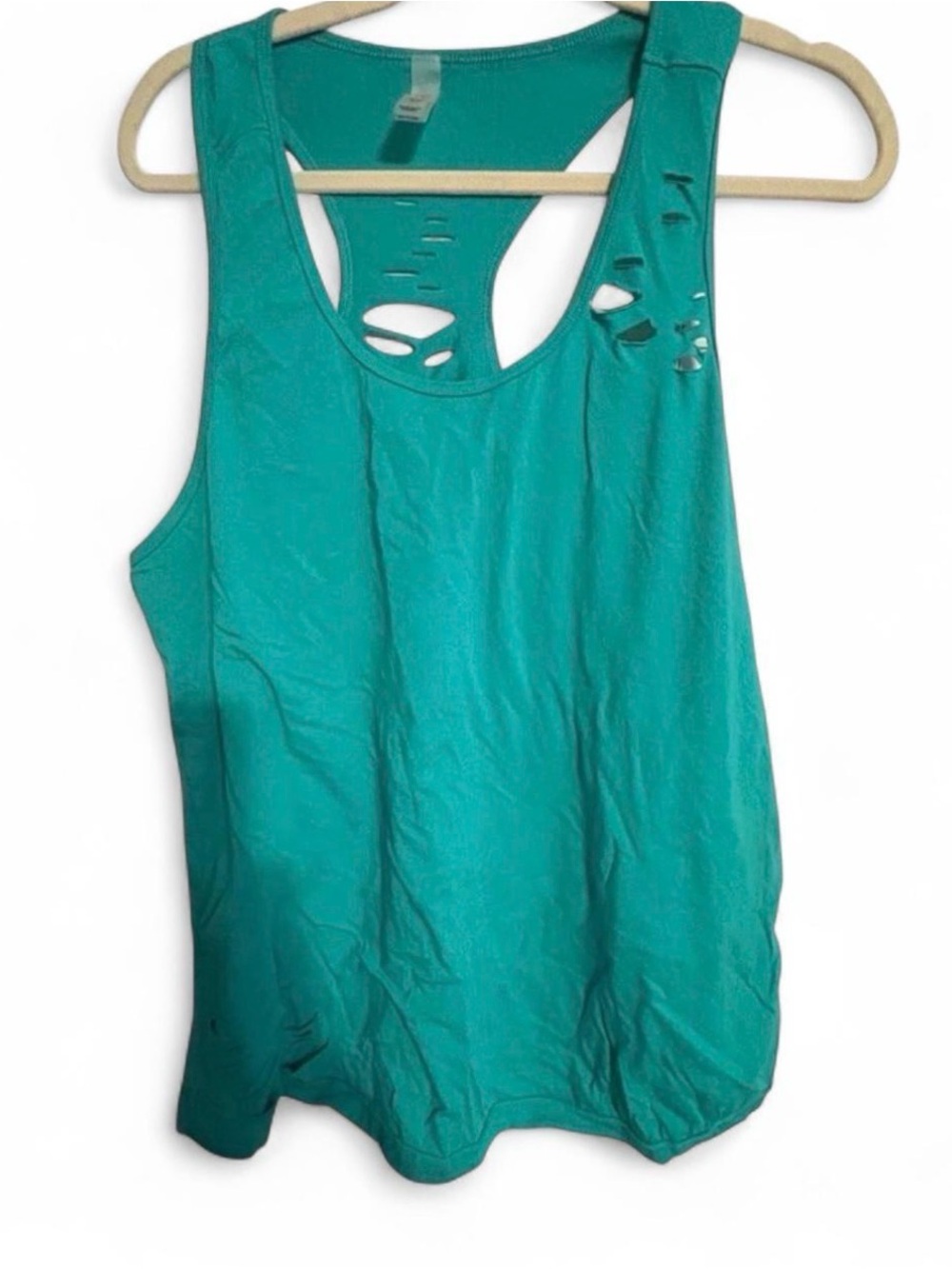 Mono B Teal Distressed Racerback Tank